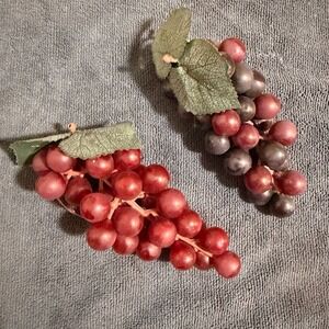 Set of 2 Artificial Red and Purple Grape Clusters for Home Decor